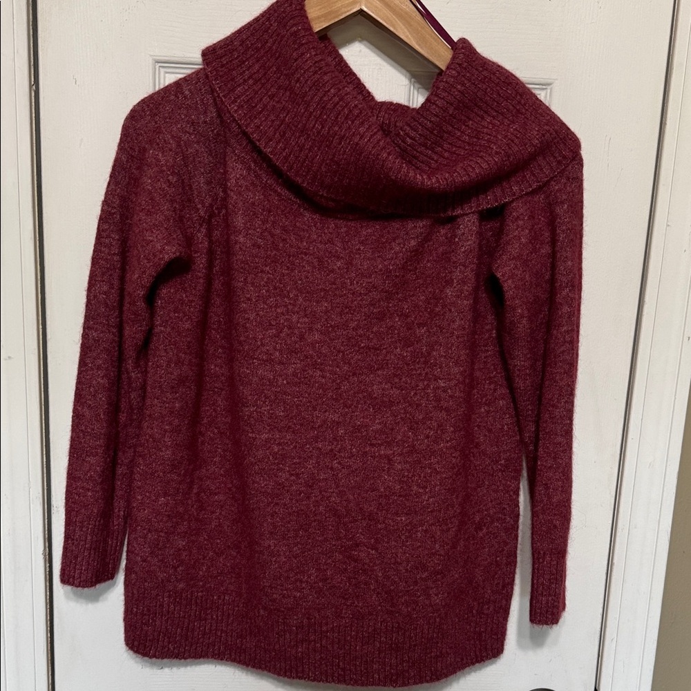 Wilfred Free Alpaca Wool Blend Deep Red Burgundy Cowl Neck Sweater Size Small